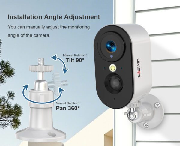 Ls Vision Outdoor Solar Powered Wireless Battery Camera Supports Manual Adjustment