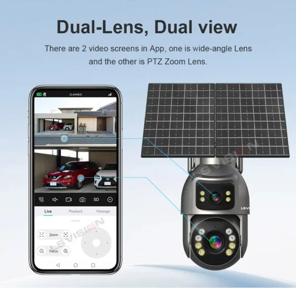 Ls Vision Dual Lens Aov Solar Powered Outdoor Camera