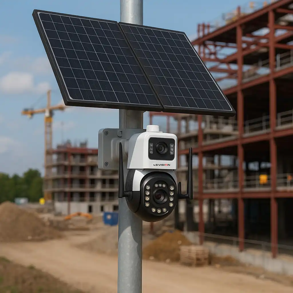 Ls Vision Aov Solar Powered Outdoor Camera In Construction Site