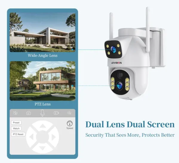 Ls Vision Solar Powered Security Camera With Dual Lens And Ptz